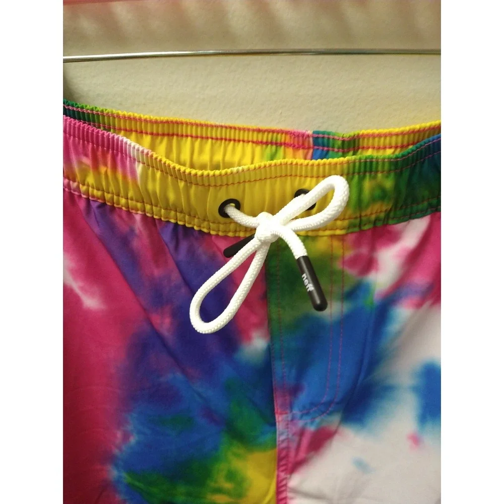 Neff Tie-Dye Colorful Drawstring Swim Shorts Trunks Men's XL Beach Resort Vacay
